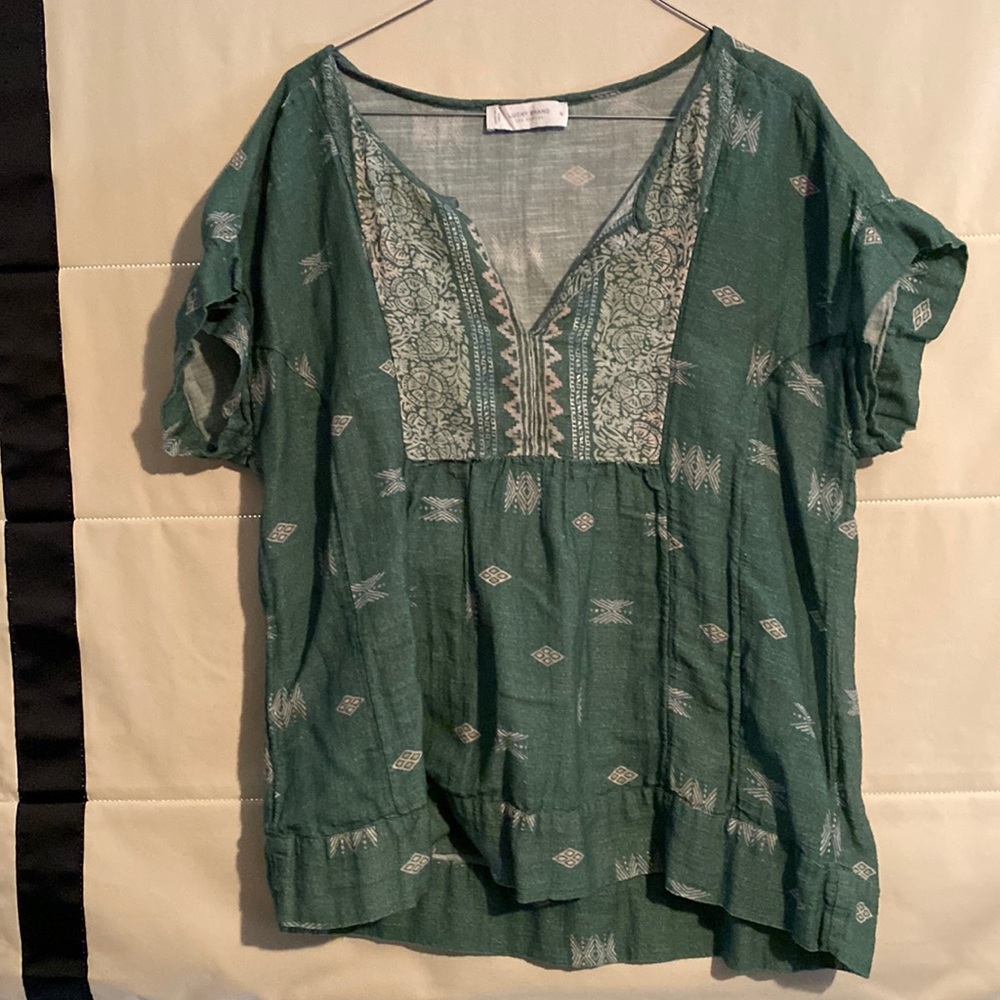 Lucky Brand green and white top